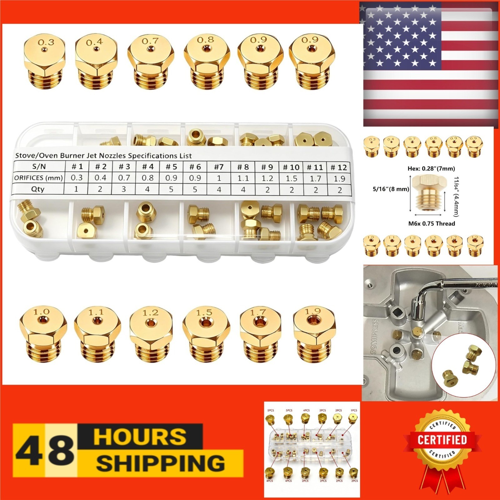 36 PCS LP Gas Conversion Kit for Range/Cooktop/Stove