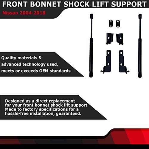 Pair of Front Bonnet Hood Shock Rod Kit Gas Charged Shock Dampers Spring