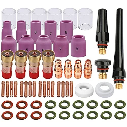 63PCS TIG Welding Torch Accessories kit Nozzle Collets Body Stubb Stubby Gas