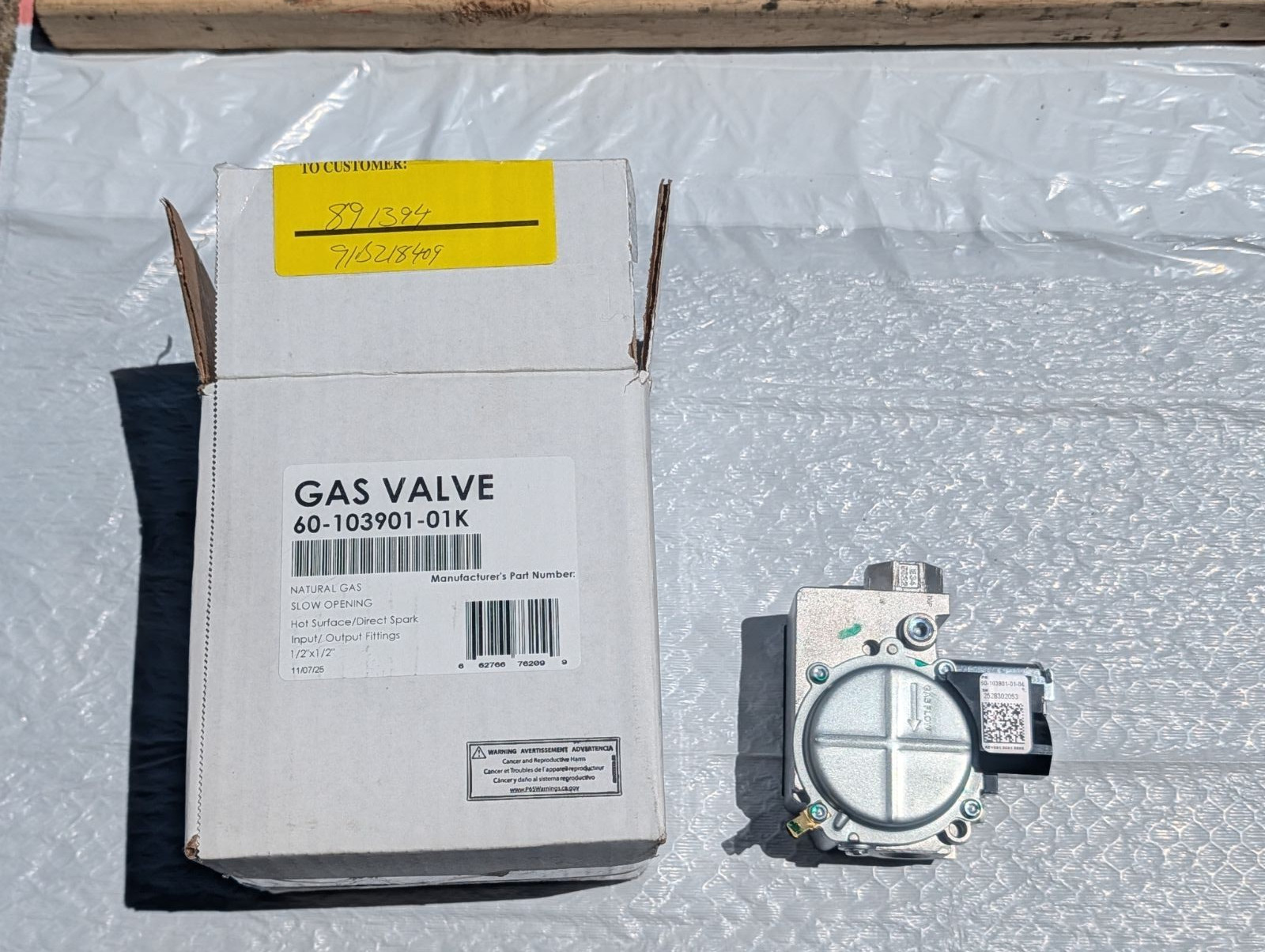 Rheem Ruud Gas Valve 60-103901-01 Hot Surface Direct Spark White Rodgers 36J23