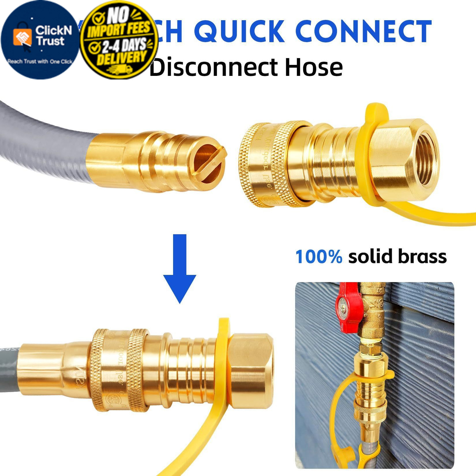 GasSaf 6 FT 1/2″ ID Natural Gas Grill Hose with Quick Connect 6 Feet, Gray