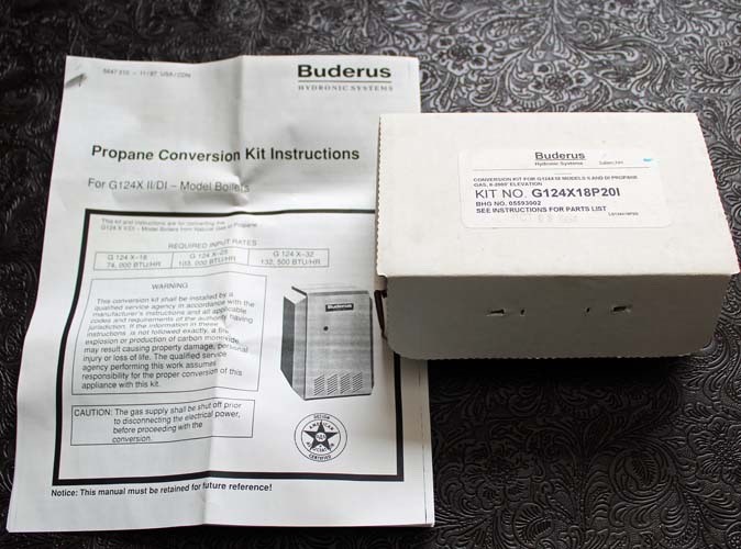 Buderus G124X18P201 ~ NG to LP Conversion Kit ~ for G124X-18 II/DI Model Boilers