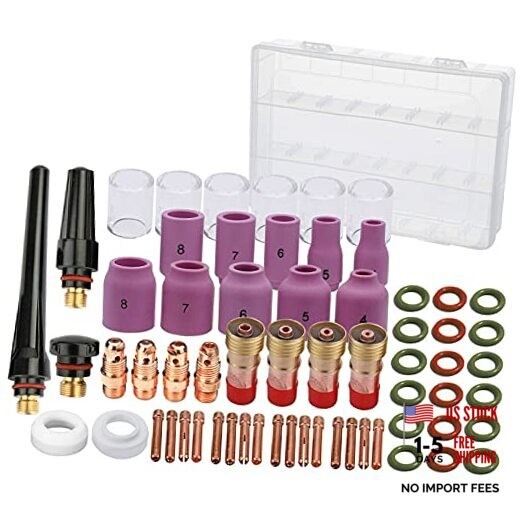 63PCS TIG Welding Torch Accessories kit Nozzle Collets Body Stubb Stubby Gas