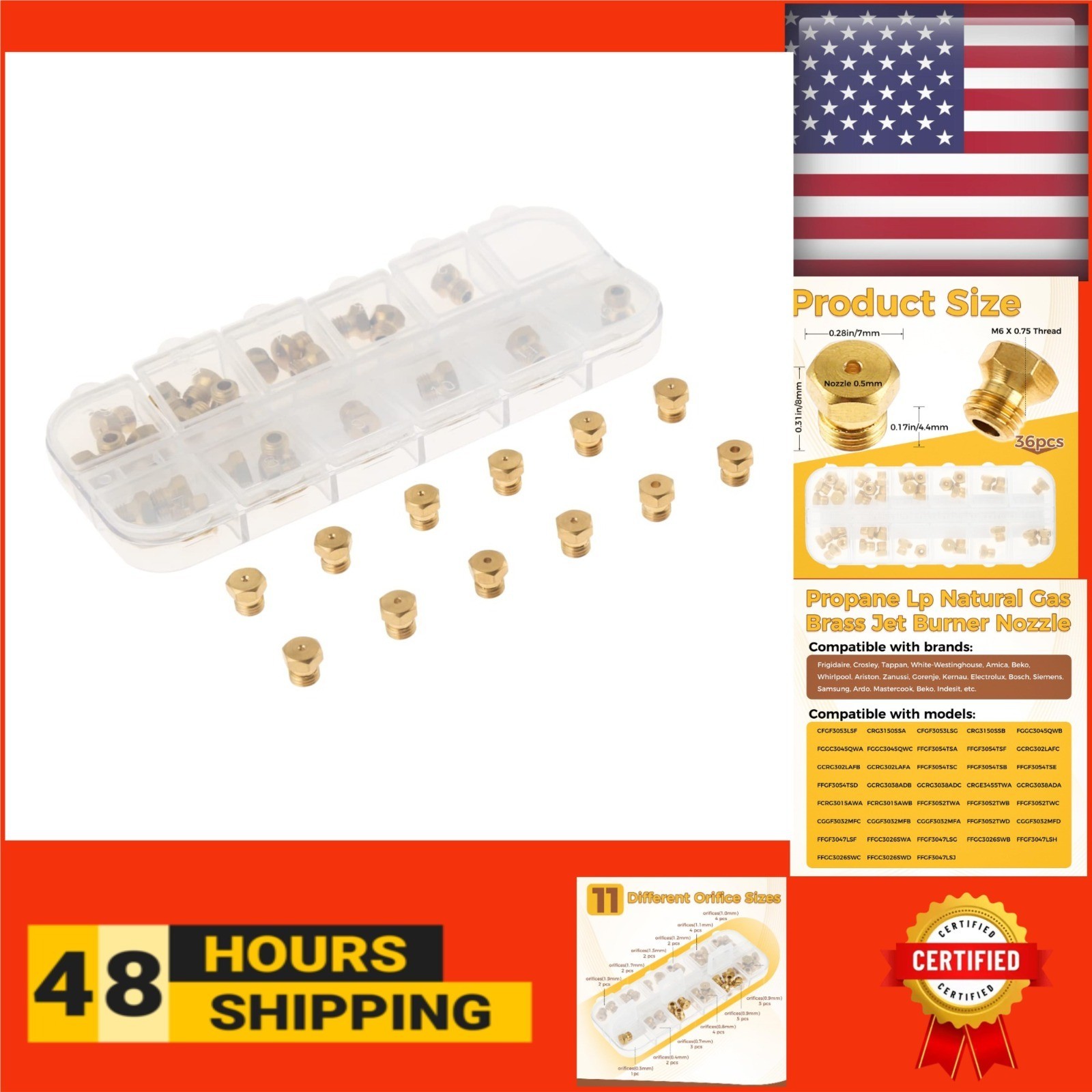 36PCS Gas Conversion Kit for Propane to Natural Gas – Brass Nozzle