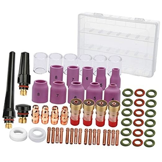 63PCS TIG Welding Torch Accessories kit Nozzle Collets Body Stubb Stubby Gas