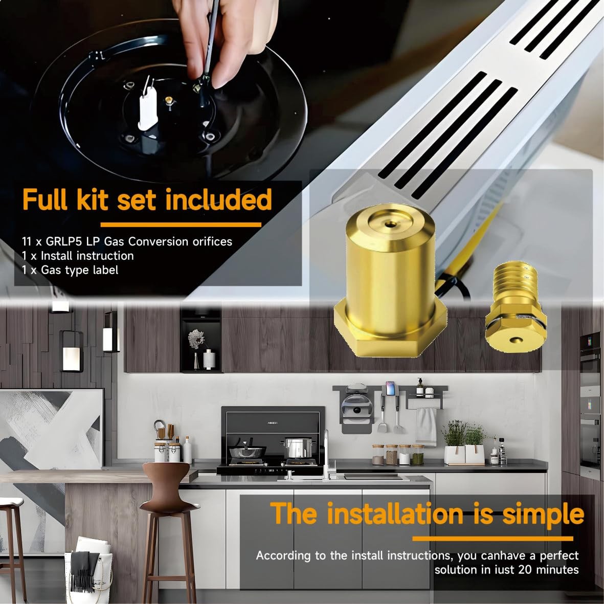 Upgraded LP4/5 Range Natural Gas to Propane LP Conversion Kit For yellow