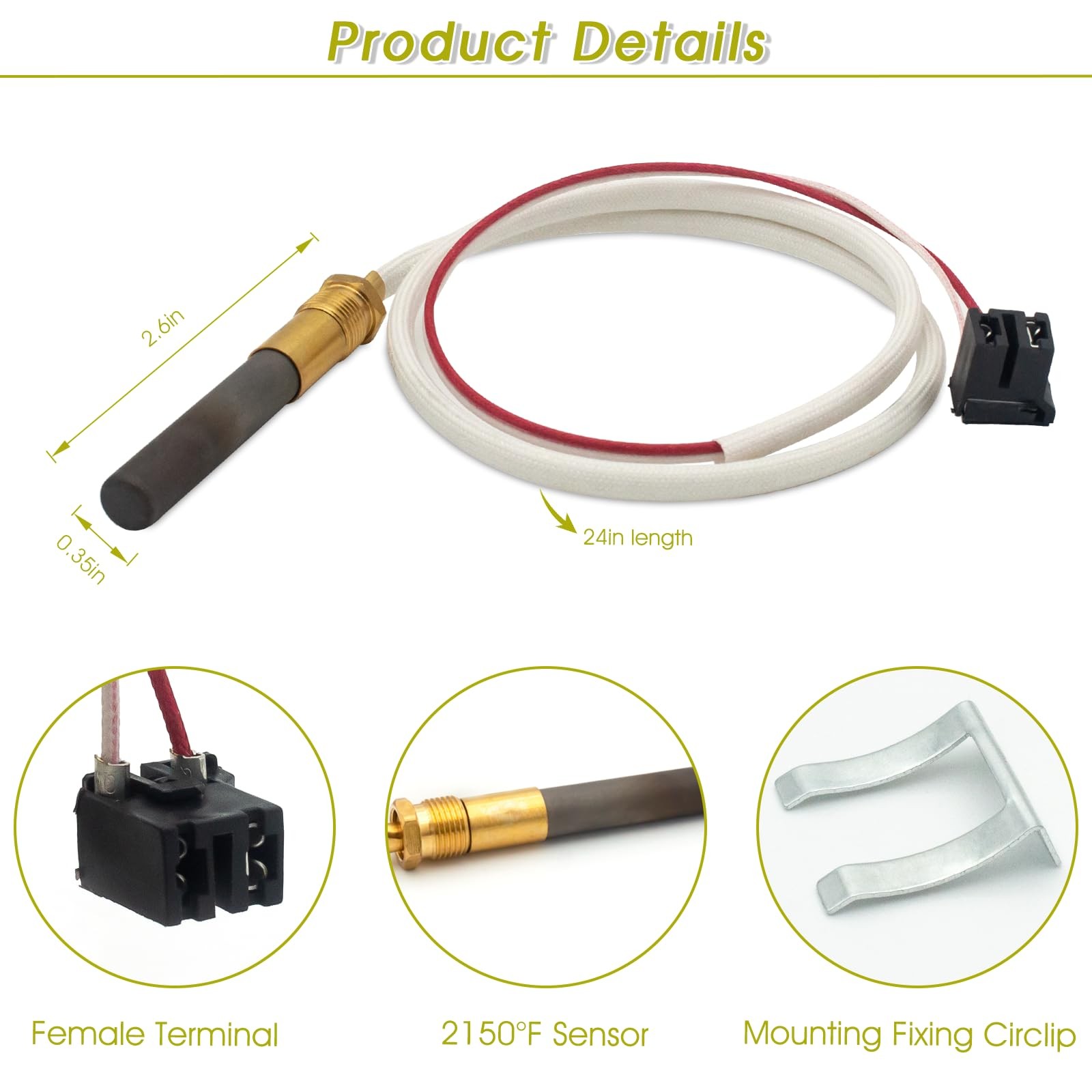 Hoeine Natural/LP Thermopile for Water Heater Replacement Parts Compatible…