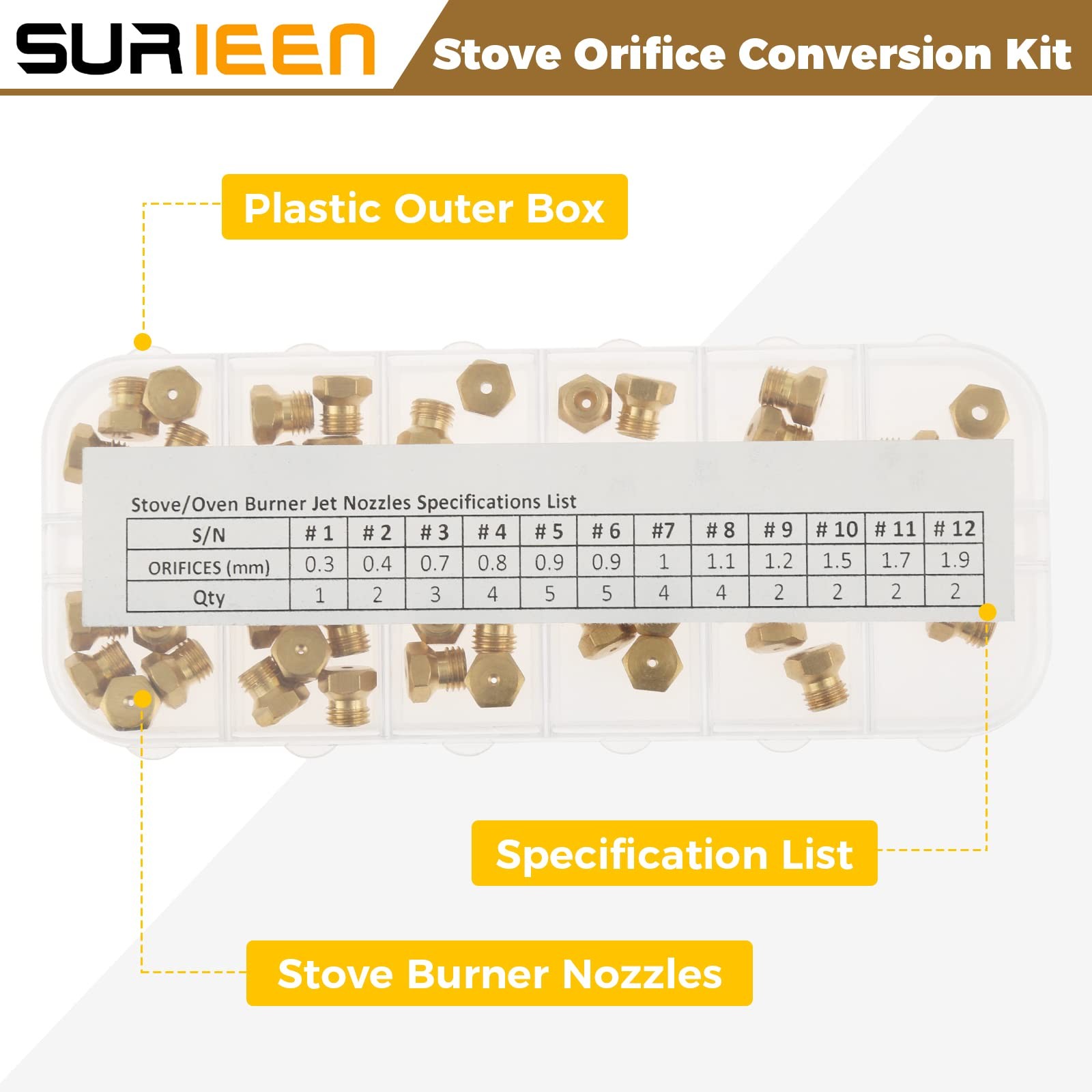 SURIEEN Range Stove Oven Orifice Conversion Kit, Natural Gas to Bronze