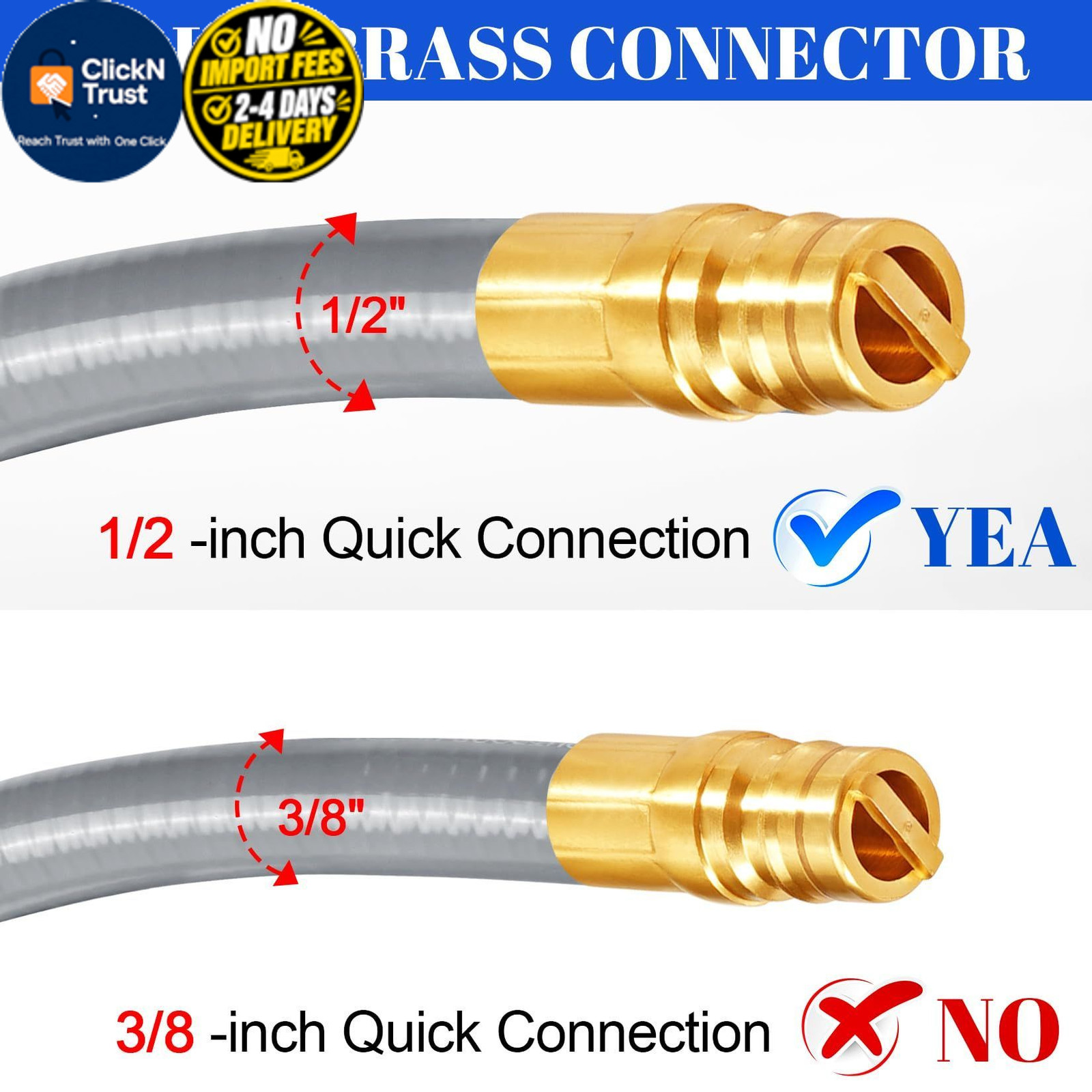 GasSaf 6 FT 1/2″ ID Natural Gas Grill Hose with Quick Connect 6 Feet, Gray
