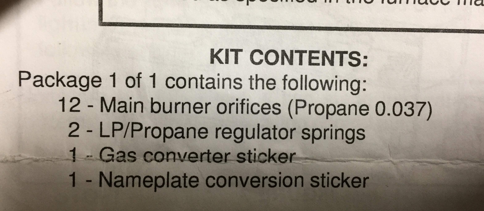 LENNOX 77W12 PROPANE HIGH ALTITUDE CONVERSION KIT 204378