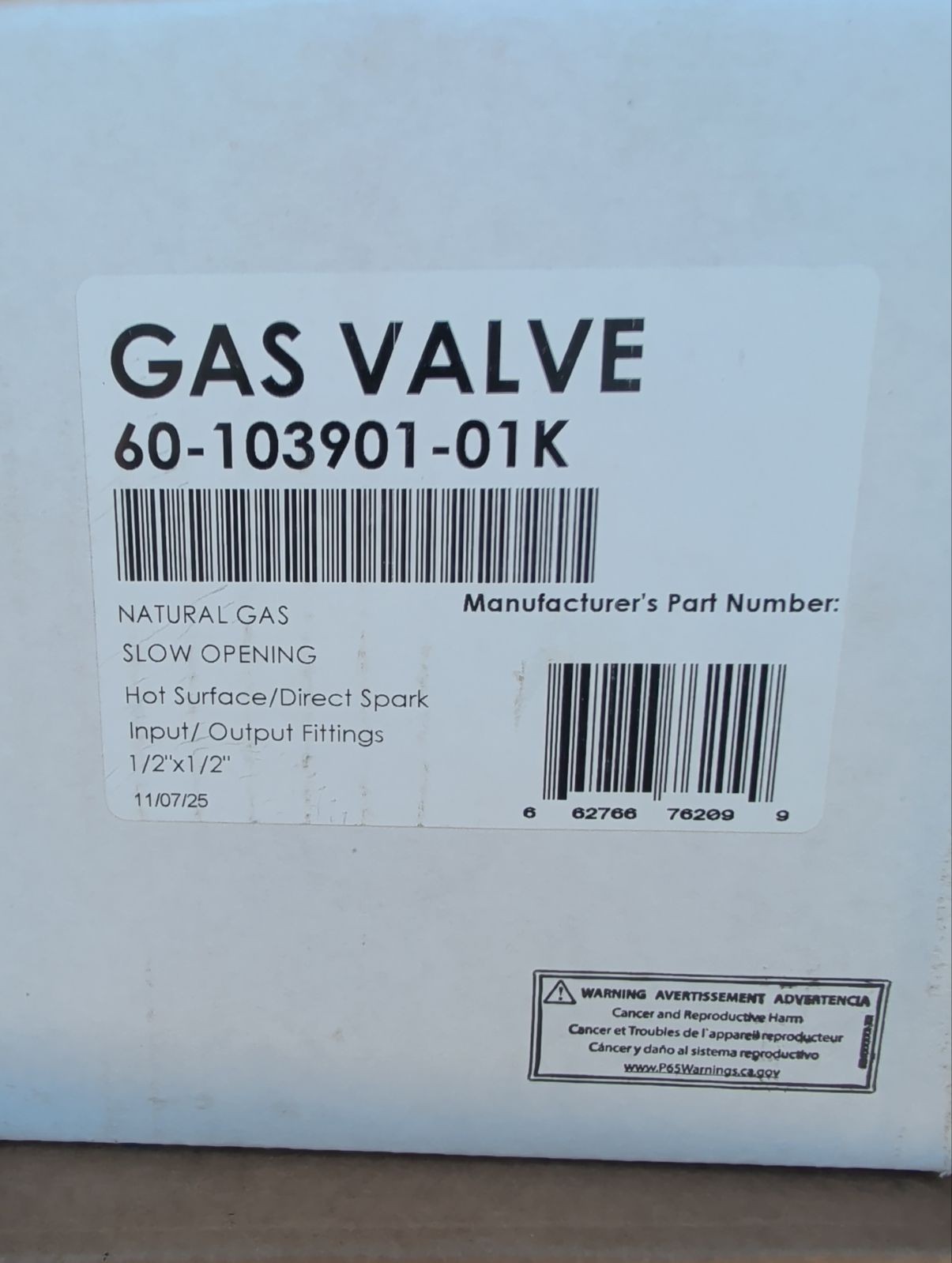 Rheem Ruud Gas Valve 60-103901-01 Hot Surface Direct Spark White Rodgers 36J23