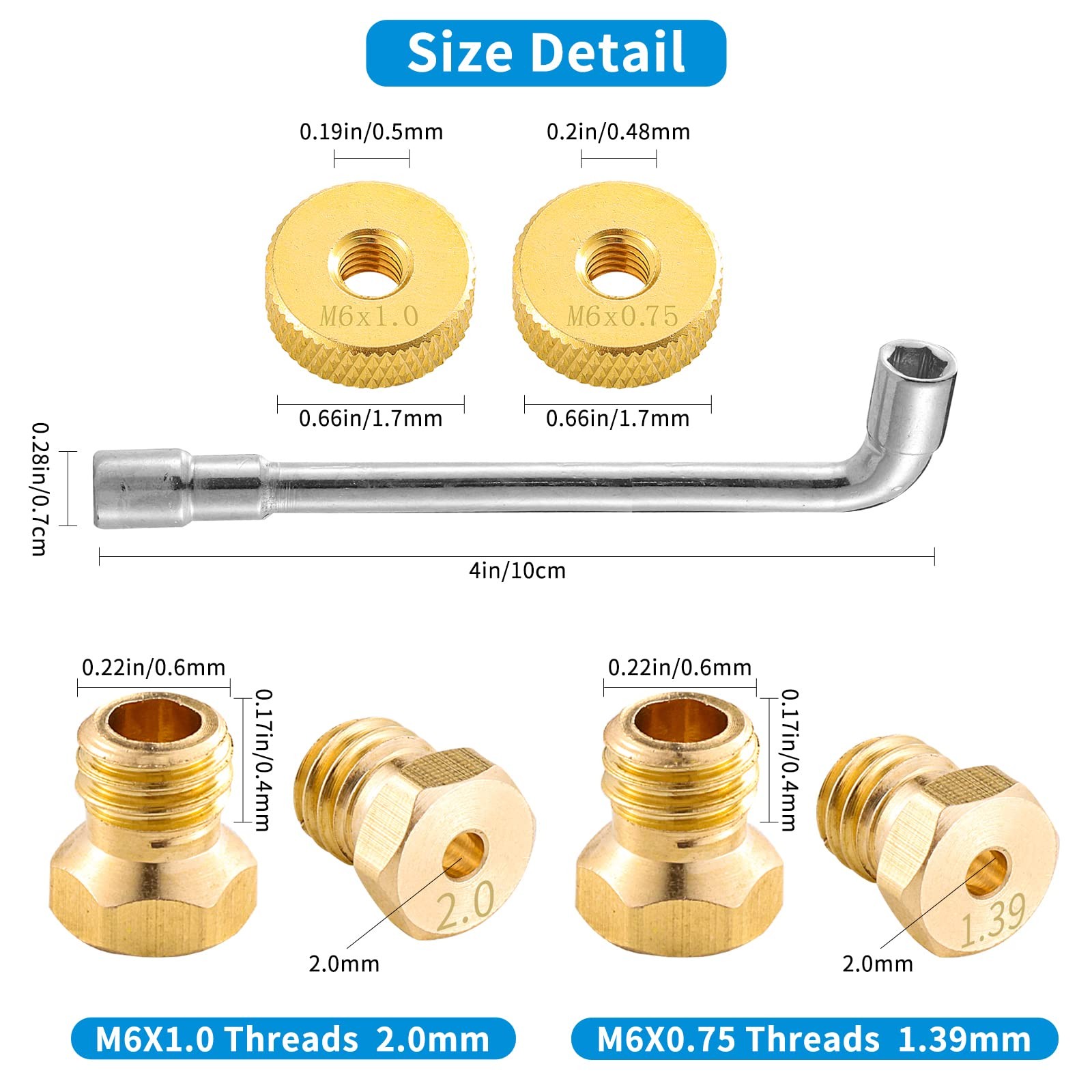 Catilon Natural Gas Orifices Nozzle Conversion Kit, Propane to Brass