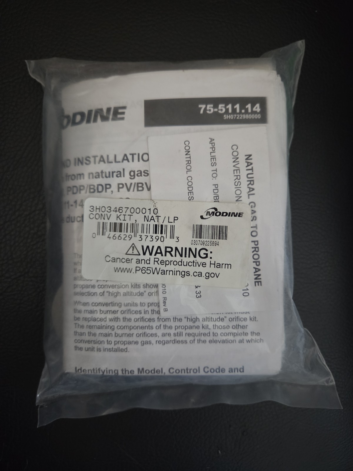 New Modine NAT/LP Conversion Kit Part #3H0346700010