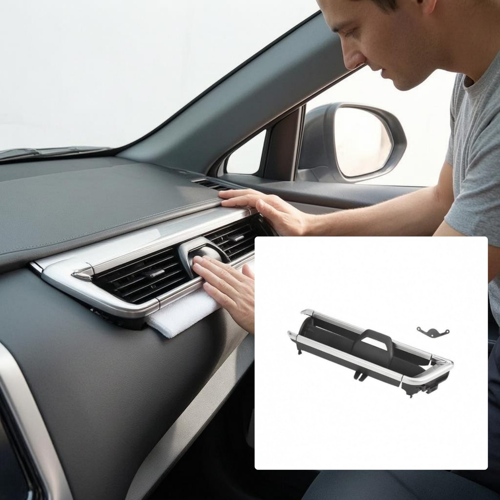 Interior Vent Assembly Black Plastic Material Fore and Middle Air Outlet