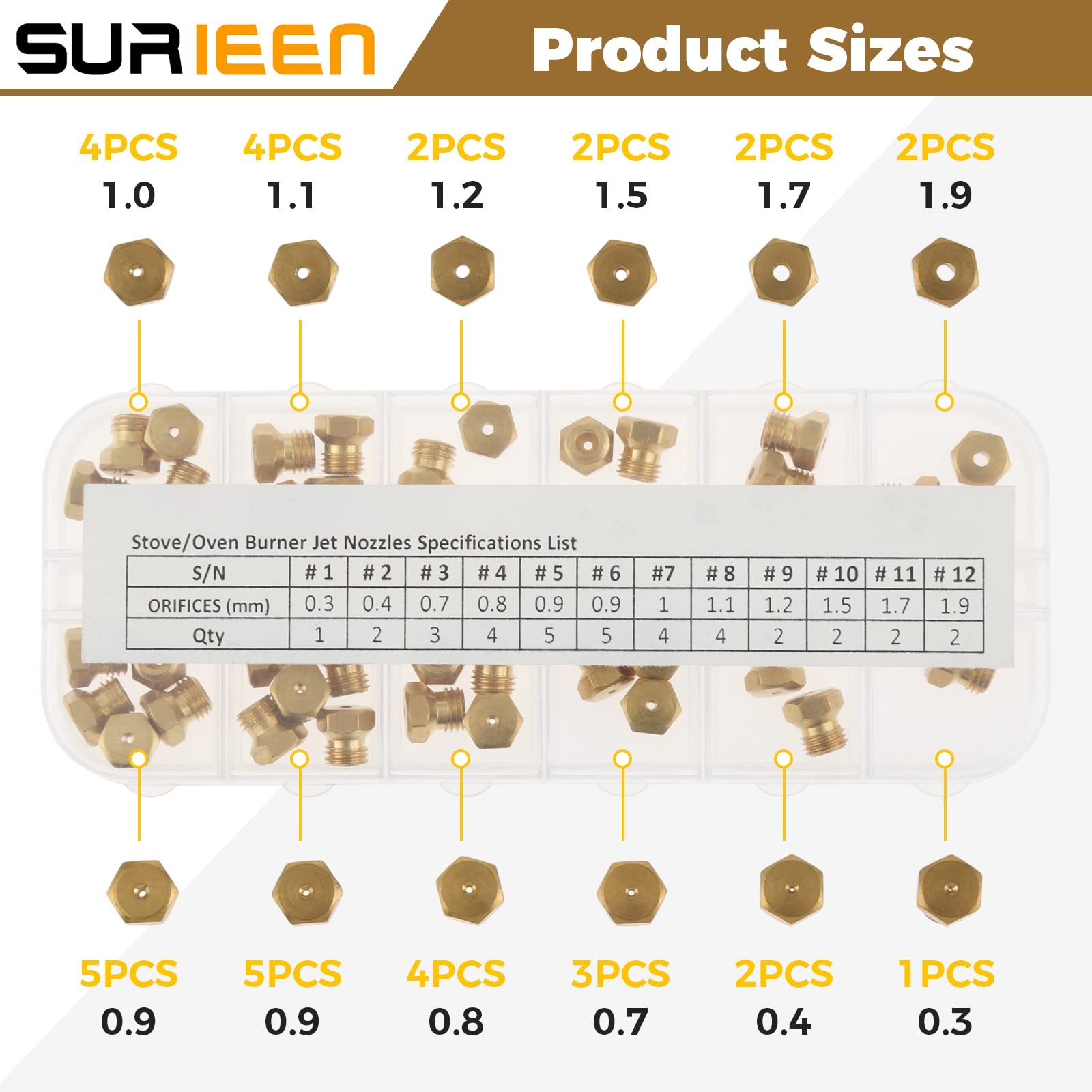 SURIEEN Range Stove Oven Orifice Conversion Kit, Natural Gas to Bronze