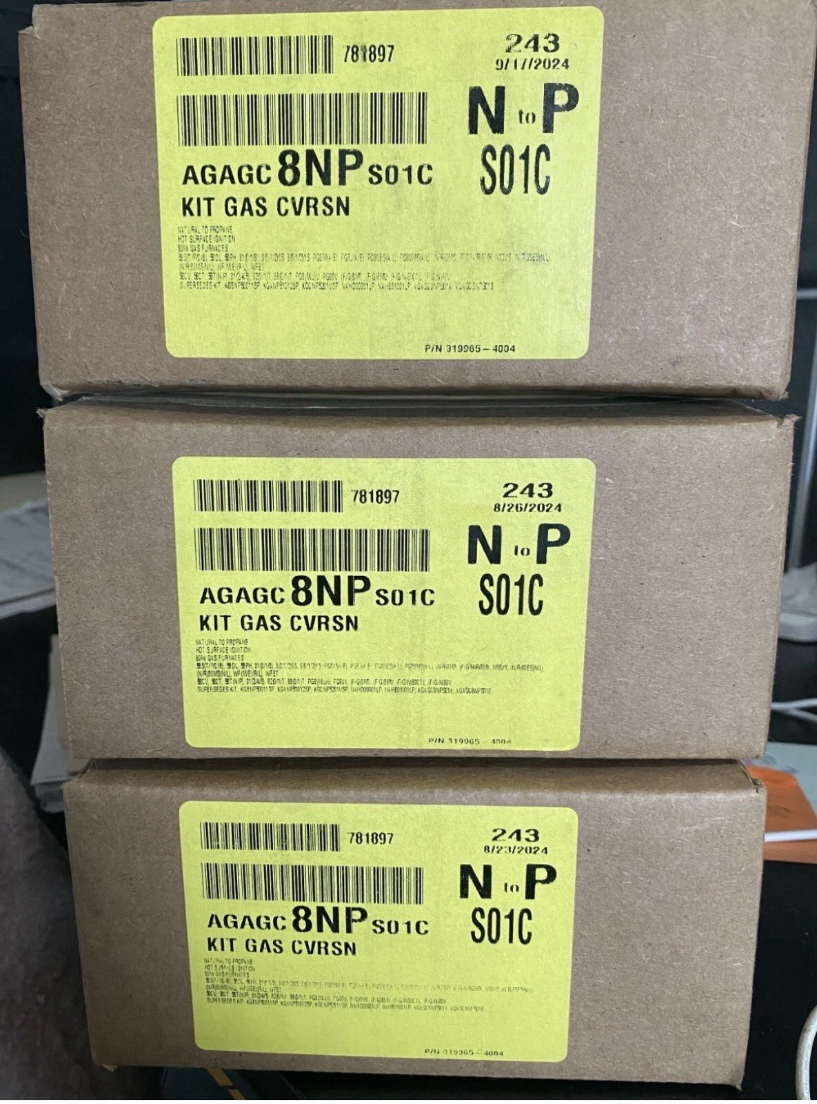 Multiple NG to LP Gas Conversion Kit Day Night Bryant